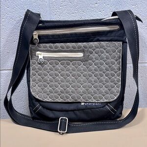 Sherpani Black and Gray Messenger Bag with Modern Design
